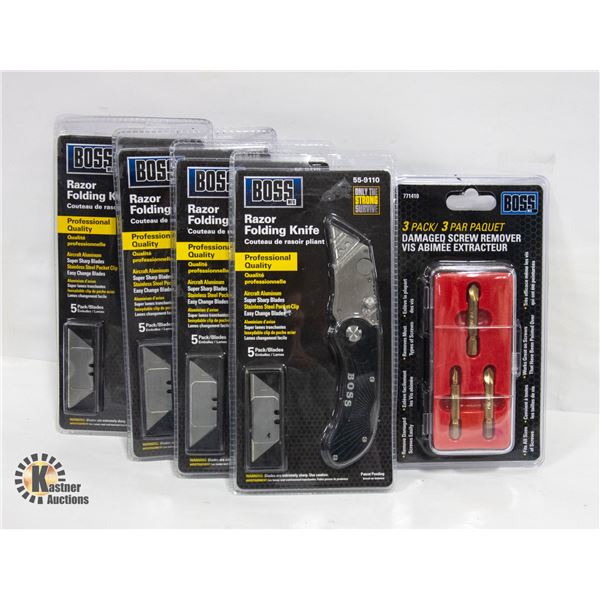 SEALED (4) BOSS RAZOR FOLDING KNIFE'S