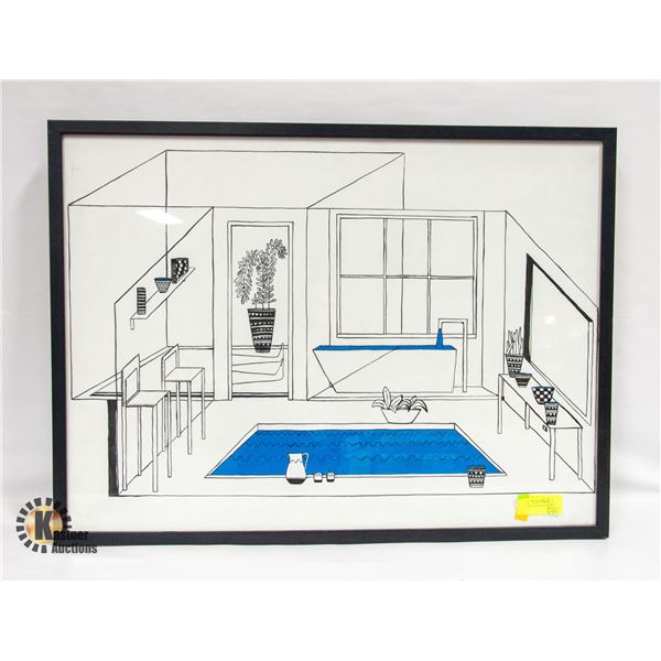 DRAWING APPROX 23"/31" WOOD GLASS FRAME