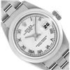 Rolex Ladies Stainless Steel White Roman Date Wristwatch