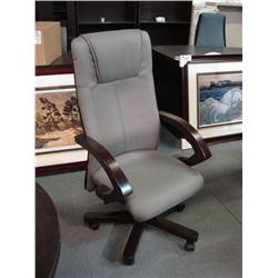 Walnut Framed Blue Cloth Highback Gaslift