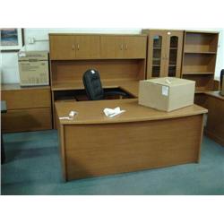 Oak Executive U-Shaped Bowfront Suite C/w Hutch