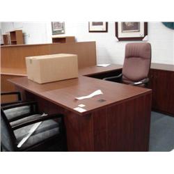 Dark Cherry L-Shaped Executive Desk