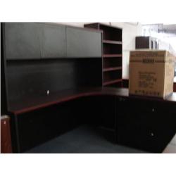 Mahogany & Black L-Shaped Suite W/hutch