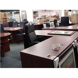 Dark Cherry L-Shaped Executive Desk