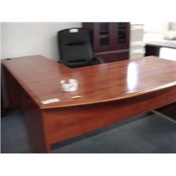 Cherry L-Shaped Bowfront Executive Desk