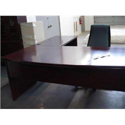 Mahogany Bowfront L-Shaped Executive Desk