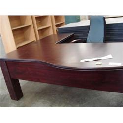 Mahogany  L-Shaped Executive Semi Bowfront Desk