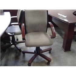 Mahogany Framed Grey Cloth Gaslift Chair