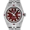 Image 1 : Rolex Mens Stainless Steel Red Ruby and Diamond Datejust Wristwatch