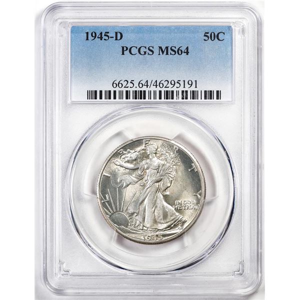 1945-D Walking Liberty Half Dollar Coin PCGS MS64