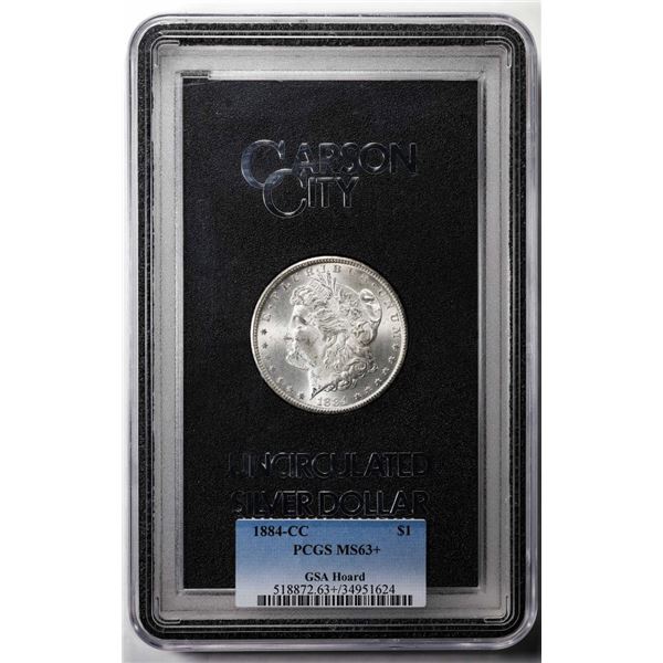 1884-CC $1 Morgan Silver Dollar Coin GSA Hoard Uncirculated PCGS MS63+