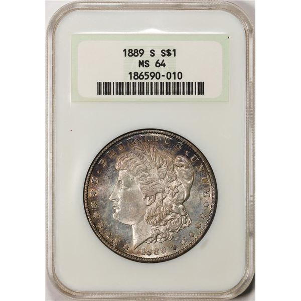 1889-S $1 Morgan Silver Dollar Coin NGC MS64 Old Fatty Holder