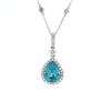 Image 1 : 14KT White Gold 4.77 ctw Zircon and Diamond Pendant with Chain