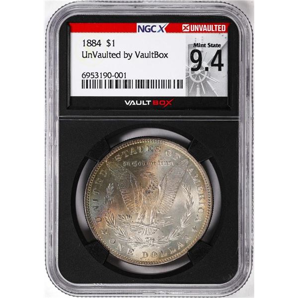 1884 $1 Morgan Silver Dollar Coin NGCX Mint State 9.4 VaultBox Amazing Toning
