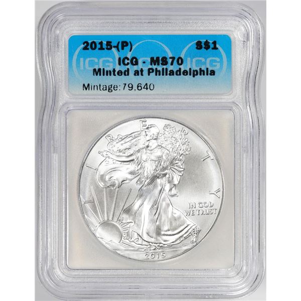 2015-(P) $1 American Silver Dollar Coin ICG MS70 Philadelphia