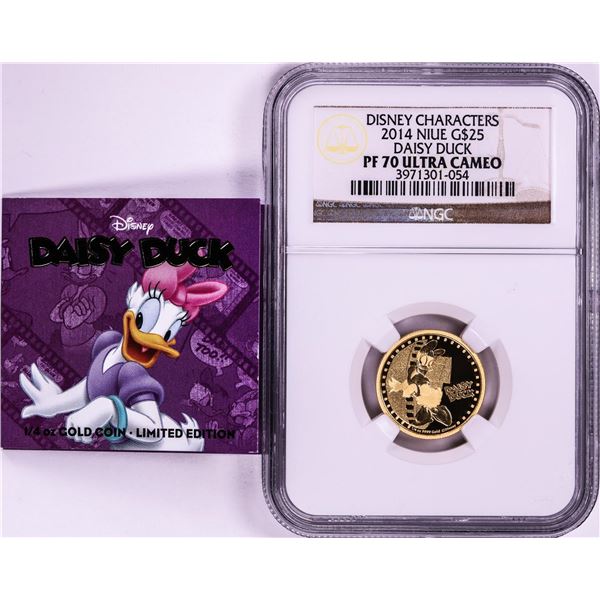 2014 $25 Proof Niue Disney Daisy Duck Gold Coin NGC PF70 Ultra Cameo