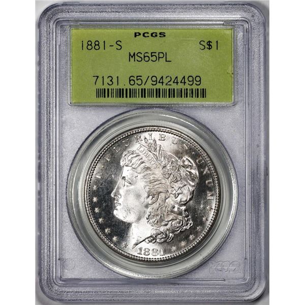 1881-S $1 Morgan Silver Dollar Coin PCGS MS65PL Old Green Holder