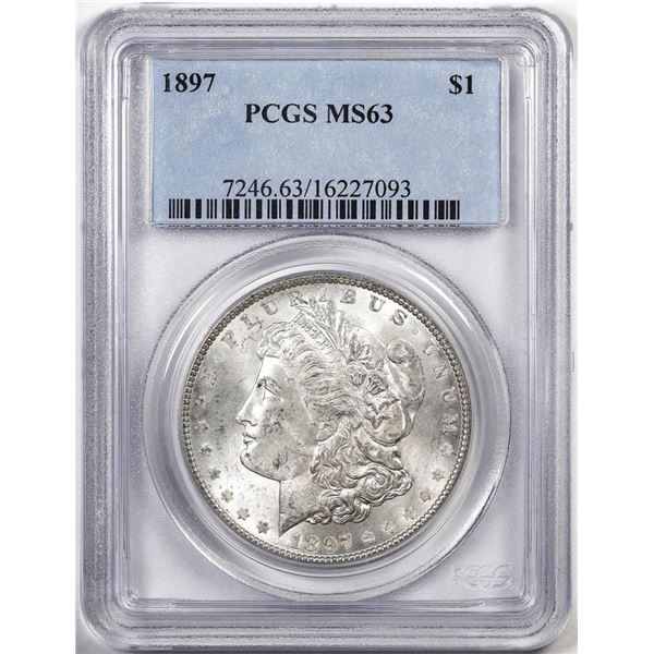1897 $1 Morgan Silver Dollar Coin PCGS MS63