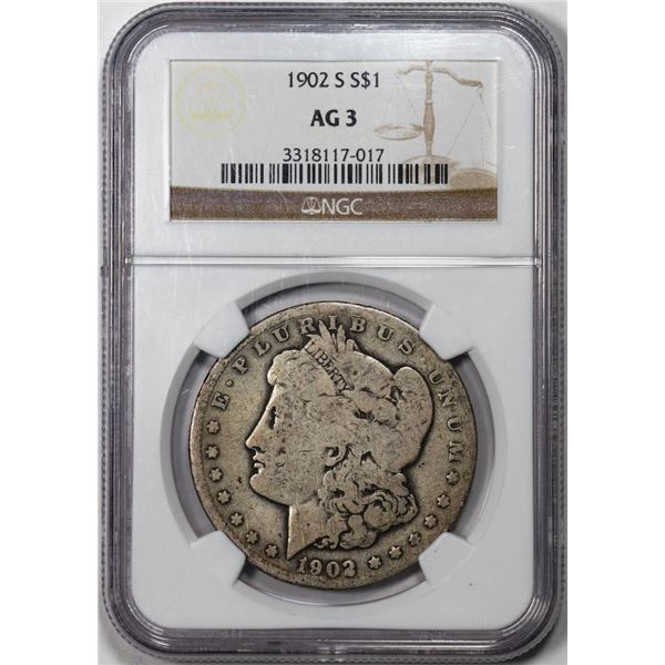 1902-S $1 Morgan Silver Dollar Coin NGC AG3