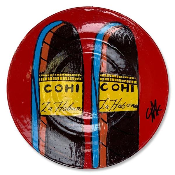 Steve Kaufman (1960-2010) "COHIBA" Original Mixed Media on Mixed Media