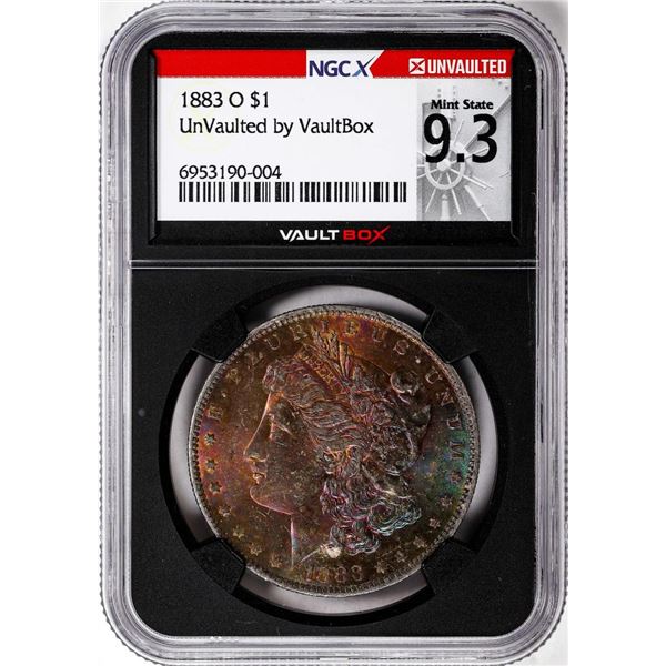 1883-O $1 Morgan Silver Dollar Coin NGCX Mint State 9.3 VaultBox Amazing Toning
