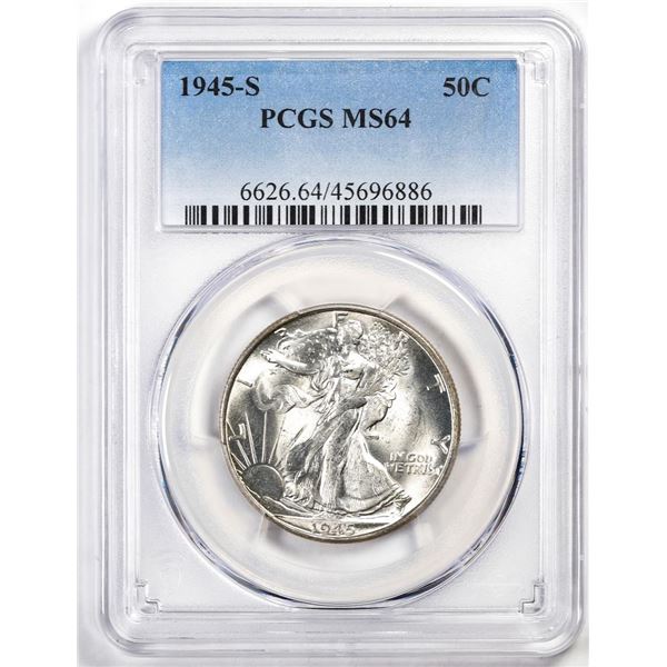 1945-S Walking Liberty Half Dollar Coin PCGS MS64
