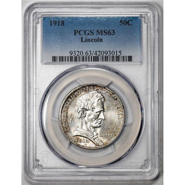 1918 Lincoln Commemorative Half Dollar Coin PCGS MS63