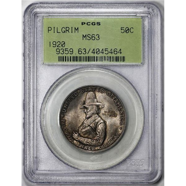 1920 Pilgrim Tercentenary Commemorative Half Dollar Coin PCGS MS63 Old Green Holder
