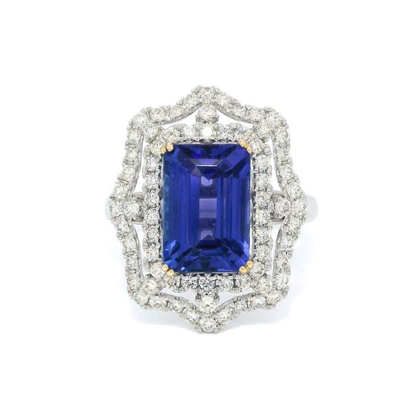 Platinum 4.46 ctw Tanzanite and Diamond Ring