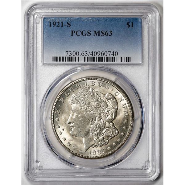 1921-S $1 Morgan Silver Dollar Coin PCGS MS63