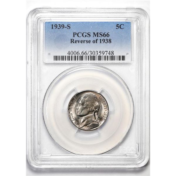 1939-S Reverse 1938 Jefferson Nickel Cent Coin PCGS MS66