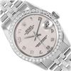 Image 1 : Rolex Ladies Midsize Stainless Steel Cream Arabic Diamond Datejust Wristwatch