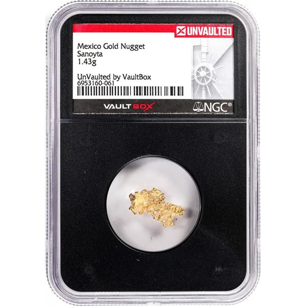 1.43 Gram Sanoyta Mexico Gold Nugget NGC Vaultbox Unvaulted