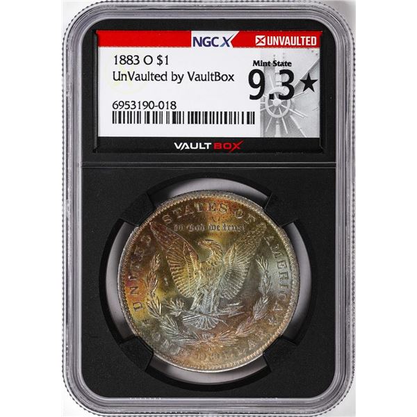 1883-O $1 Morgan Silver Dollar Coin NGCX Mint State 9.3* VaultBox Amazing Toning