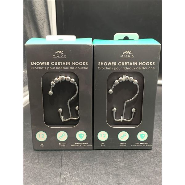 Moda Shower Curtain Hooks, 2x - 12pc per Box