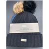 Image 1 : Hunter Wool Blend Hats With Faux Fur Poms - Blue & Black