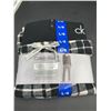 Image 1 : Calvin Klein Women's Pajama set - Black Long Sleeve Crew Neck & Black/ White Plad Pants Size: L/G