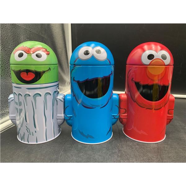 Lot of 3 Sesamee Streey Character Tin Piggy Banks
