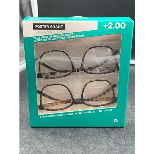 Foster Grant +2.00 Blue Light Reading Glasses - 2 Pack