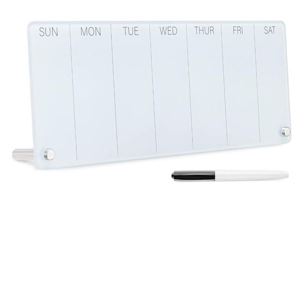 Navaris Weekly Whiteboard Planner - Small Dry Erase Glass Whiteboard to Do Calendar for Office Desk 