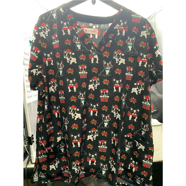 White Cross Ladies Nurses Christmas Dog Shirt - XL