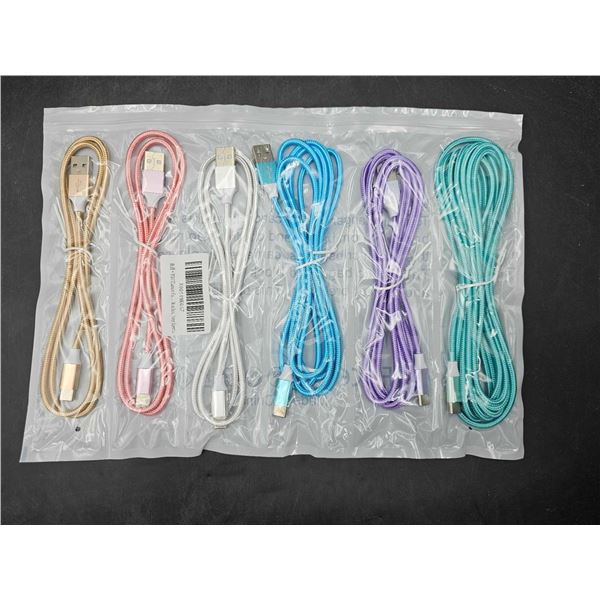 Lot of 6 Assorted Length  USB to USB Type-C Charge Cords