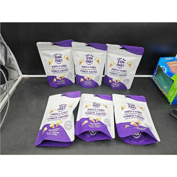 Just The Fun Part Mini Waffle Cones Filled With White Chocolate - Bite Size  4.23oz (120g) Lot of 6