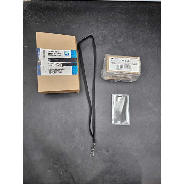 Lot of 12 lanyards & 50 ID Badge Holders