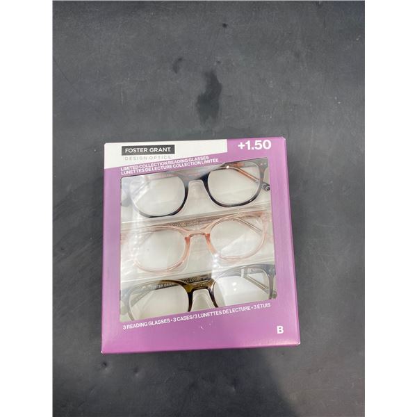 Foster Grant +1.50 Reading Glasses Pack of 3