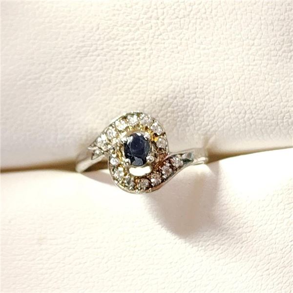 Silver Sapphire Ring (~Size 5.75)(Ring is resizable for $40) (~length 0 inches), Suggested Retail Va