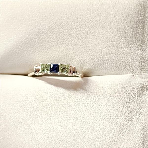 Silver Fancy Color Sapphire Ring (~Size 7)(Ring is resizable for $40), Suggested Retail Value $80