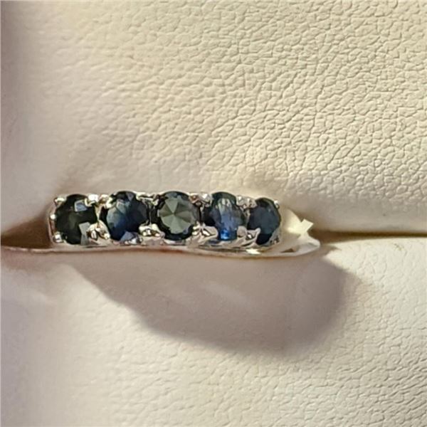 Silver Sapphire Ring (~Size 6)(Ring is resizable for $40) (~weight 2.75g), Suggested Retail Value $1