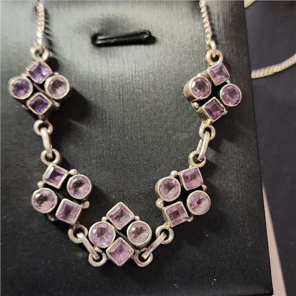 Silver Amethyst Necklace (~weight 17.73g), Suggested Retail Value $250