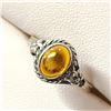 Image 2 : Silver Amber Ring (~Size 7.5)(Ring is resizable for $40), Suggested Retail Value $80